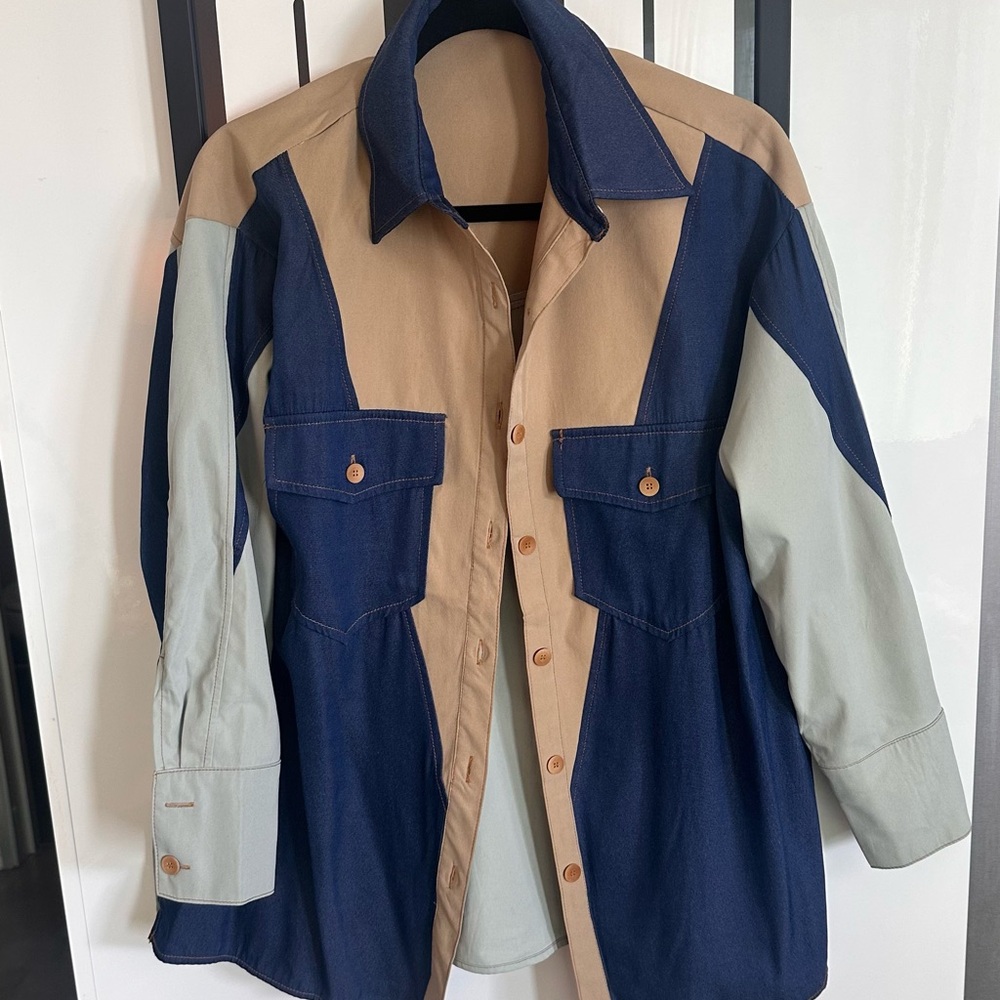 Beulah Navy and Tan Utility Jacket